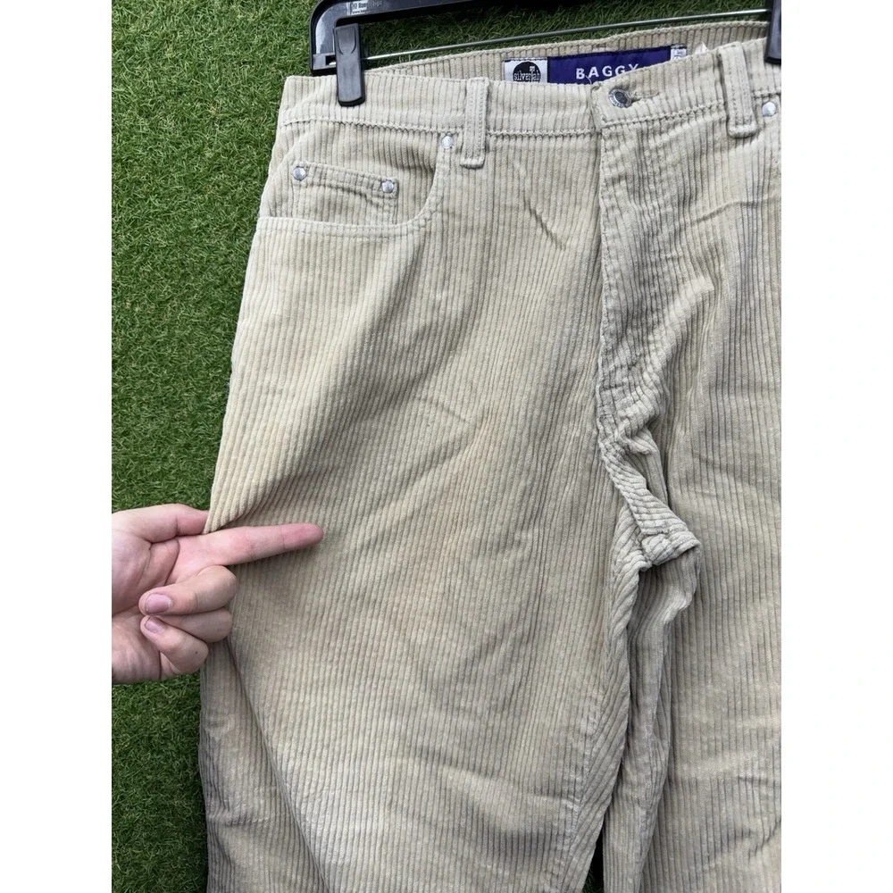 Vintage Levis SilverTab Baggy Corduroy Pants Mens 36x32 Cream White 90s Baggy